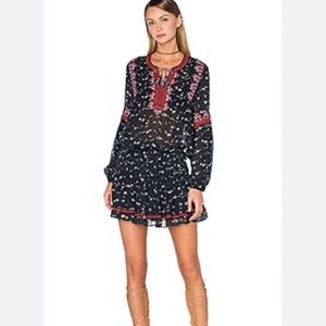 Ulla Johnson Embroidered Silk Gita Mini Dress 6 Floral Midnight